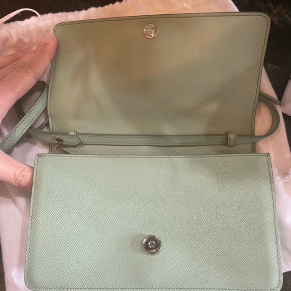 Prada Saffiano Wallet on a Chain in Aquamarine - Picture 6 of 11